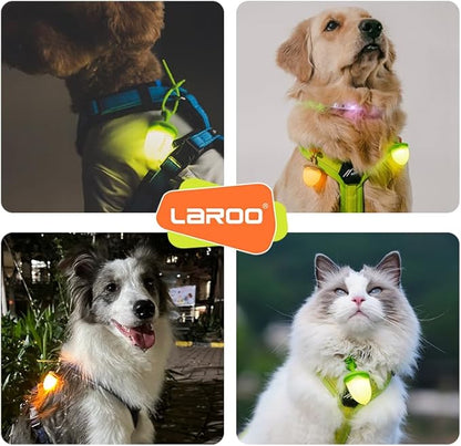 LaRoo LED Dog Collar Charm, Rechargeable Light with 3 Modes, Natural Rubber Pet Safety Light, 5 Hour Glow(Yellow)
