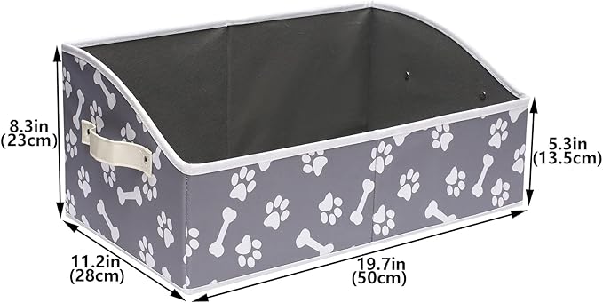 Morezi Linen-cotton blend dog toy basket and dog toy box, dog toy basket storage - Perfect for organizing pet toys, blankets, leashes, chew toys - Bone Paw