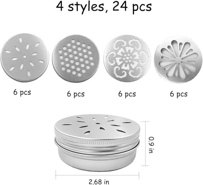 Suartus Dog Scent Work Tins, 24Pcs Dog Scent Training Box,Dog Nose Work Metal Containers,Dog Scent Training Kit,Smell Training Canisters Aluminum Tin Cans with Hollow Lids for Dogs Training (24pcs)
