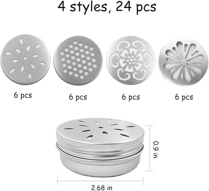 Suartus Dog Scent Work Tins, 24Pcs Dog Scent Training Box,Dog Nose Work Metal Containers,Dog Scent Training Kit,Smell Training Canisters Aluminum Tin Cans with Hollow Lids for Dogs Training (24pcs)
