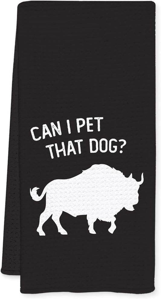 Funny Cow Kitchen Towels, Gifts for Cow Lovers, Animal Lover Gifts Dish Tea Towels for Kitchen Decor, Can I Pet That Dog Decorative Hand Towel for Bathroom, 16x24 Inch