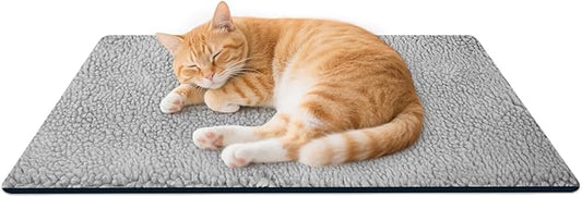 Enjoying Self Warming Cat Mat Bed, 18 x 23 inch Rectangle Plush Kitten Bed Small Dogs Mat, Non Electric Self Heating Pet Pad Indoor Outdoor, Non-Slip Bottom, Removable, Washable