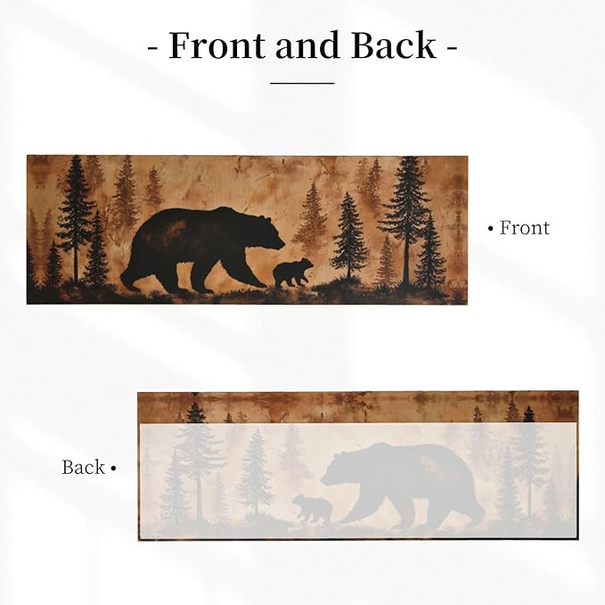 Worltoldb Forest Bear Curtain Valance Short Rod Pocket Window Treatment for Living Room Bedroom Kitchen Bathroom 1 Panel 54" W x 18" L