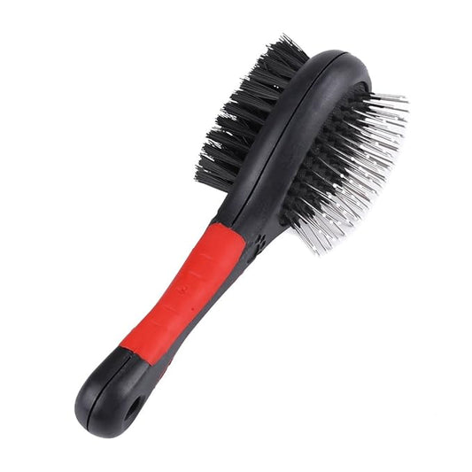 Double Sided Pet Brush, Professional Double Sided Pin & Brush for Dogs & Cats, Soft Salon Grooming Massage Clean for Pet(M)