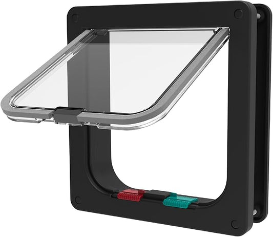 Hakuna Pets Standard Cat and Small Pet Door, Small, Black, Pets up to 11 lbs.