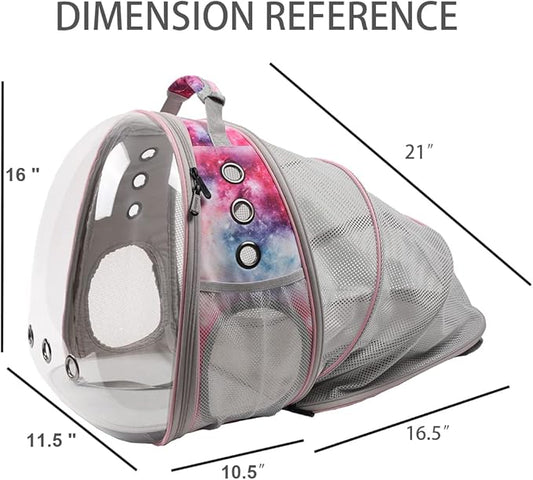 Galaxy Pink Cat Backpack Carrier for Kitten, Fit up to 12 lbs, Space Capsule Astronaut Expandable Pet Bag to Carry Small Animals, Bunny and Puppy, Cat Transport Vet Vist Bag