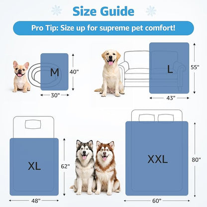 Cooling Blanket for Dogs, 0.4 Q-MAX Pets Cooling Comforter Throw for Bed Cover, Summer Blanket for Large Dogs Washable, Soft Lightweight Cold Mats for Pet Hot Weather (60"×80"/Deep Blue)