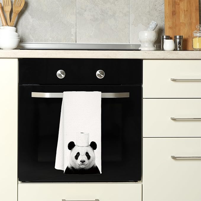 Funny Panda Bathroom Hand Towels, Panda Gifts for Women, Gifts for Animal Lovers, Black and White Wild Animal Decorative Hand Towels for Bathroom Decor, 16x24 Inch