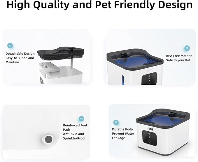 Cat Water Fountain Automatic YSpetclp 4L/135oz Large Capacity,Cordless,Rechargeable, Battery Operated 2 Flowing Modes Dog Fountain, Water Dispenser with Replacement Filters for Cats, Dogs and Pets