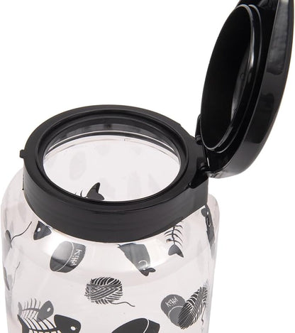 Lixit® Dog Treat Plastic Jar - Airtight Food and Treat Storage Jars for Dogs, Cats, Small Animals and Birds - Made in USA (Paw Prints - Gray, 64 Ounce (Pack of 2))