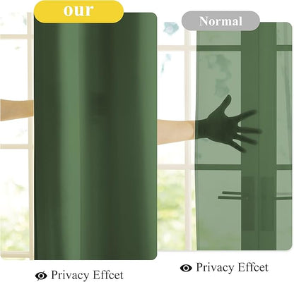 NICETOWN Non-See-Through Dark Green Sheer Curtains 84 inches Long 2 Panels for Living Room, 52" Wide Grommet Window Drapes for Nursery- Home Decoration Light Filtering Elegant Window Treatment