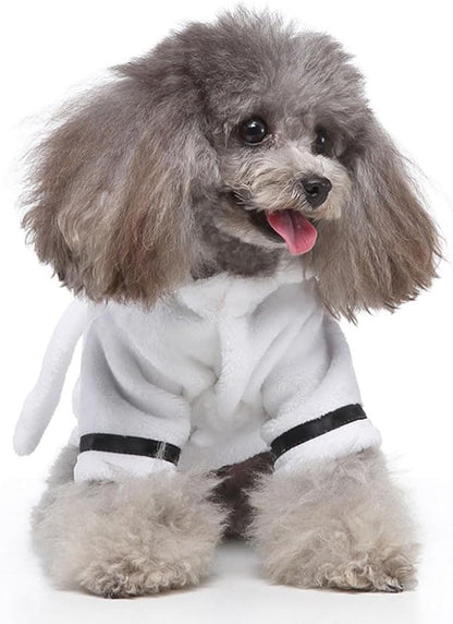 POPETPOP Dog Robes for After Bath, Quick Drying and Super Absorbent Pet Bathrobe, Soft Comfortable Pet Nightwear for Puppy Small Dogs Cats (White, XL)