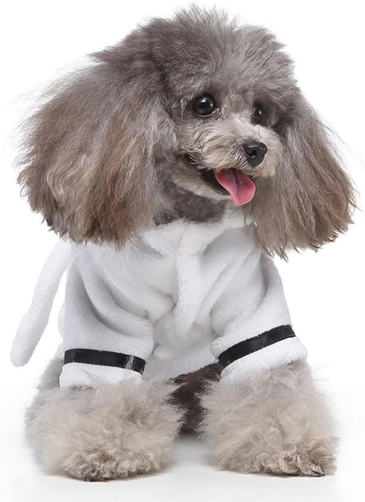 POPETPOP Dog Robes for After Bath, Quick Drying and Super Absorbent Pet Bathrobe, Soft Comfortable Pet Nightwear for Puppy Small Dogs Cats (White, XL)