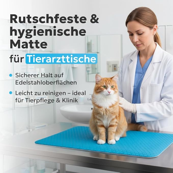 Seagull Multipurpose Foam Rubber Pet Grooming Table Mat 16 x 24 Inch Dog Grooming Mat for Table Cat Grooming Mat Dog Bath Mat Pet Vet Mat Non Slip Soft Waterproof Light Blue
