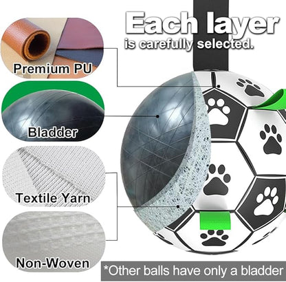 Amasiver Dog Toy Balls, Interactive Dog Toys for Tug of War, 6inch Dog Soccer Ball with 9 Nylon Straps for Indoor Outdoor, Dog Toys for Small Dogs & Medium Gift for Birthday