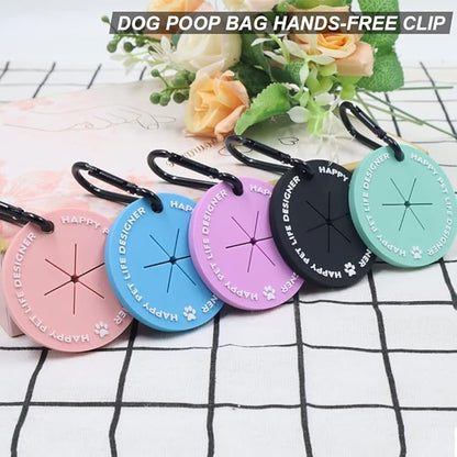 5 Colors Dog Poop Bag Holder, Waste Bag Holder with Carabiner Clip, Hands Free Poop Bag Carrier for Leash, Pet Waste Bag Dispenser for Dog Walking Accessory