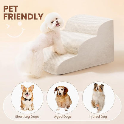 Dog Stairs for Small Dogs, High Density Foam Dog Steps, Extra Wide Non-Slip Pet Ramp for High Beds Or Couch, Soft Doggie Ladder for Dogs Injured, Older Pets, Small Cats