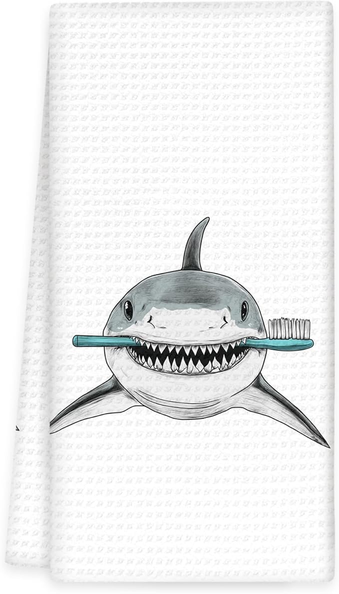 Funny Bathroom Shark Hand Towels, SharkBathroom Decor, SharkGifts for SharkLovers Kids Boys Girls Hand Towels, Shark Kids HandTowels for Bathroom, Sharks Bathrooms Accessories, 16x24In