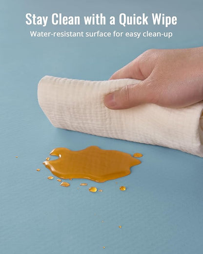 Blissful Diary Baby Splat Mat for Under High Chair, 50.4 x 50.4 Inch Wipeable Splash Mat, Waterproof and Washable, Anti-Slip Floor Protector, Slate Blue