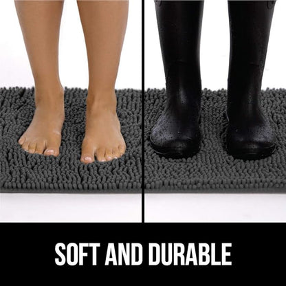 GORILLA GRIP SoakSTOPPER Dog Door Mat, 36x24 Machine Washable Rug Absorbent Doormat Captures Moisture Mud Dirt, Quick Dry Soft Chenille Entryway Rugs Indoor Entrance Mats for Dog Paws, Charcoal