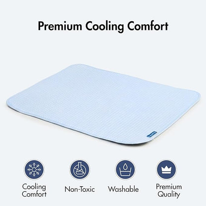 Spark Paws Cooling Mat for Dogs - Self Cooling Dog Mat & Pet Cooling Pad for Large, Medium & Small Dogs - Non-Toxic, Non-Gel Washable Cooling Bed - Waffle Blue - Size M