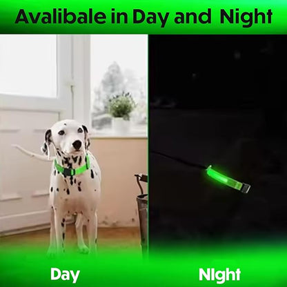 Light Up Dog Collar – Reflective, Adjustable & Rechargeable Electronic Glow Pet Collars – Bright, Comfortable, High Visibility LED Dog Collar for Night Safety, Outdoor Walk, Flashing Fun, Green, Large