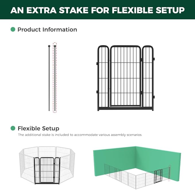 FXW Homeplus Unleashed Dog Playpen Designed for Indoor Use, 1 Add-on Gate, 32" Height for Small and Medium Dogs, Black │Patented