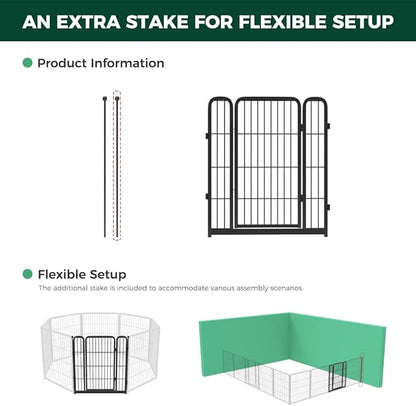 FXW Homeplus Unleashed Dog Playpen Designed for Indoor Use, 1 Add-on Gate, 32" Height for Small and Medium Dogs, Black │Patented