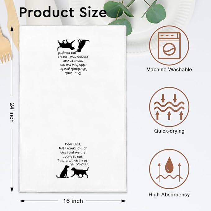 WUUCK00 2pcs Put The Food in The Bowl Funny Kitchen Towel, Cute Dog Mom Kitchen Decor Dish Tea Hand Towel, Housewarming Gifts for Pet Lover Dog Owners, Thanksgiving New Puppy Gifts for Family Friend