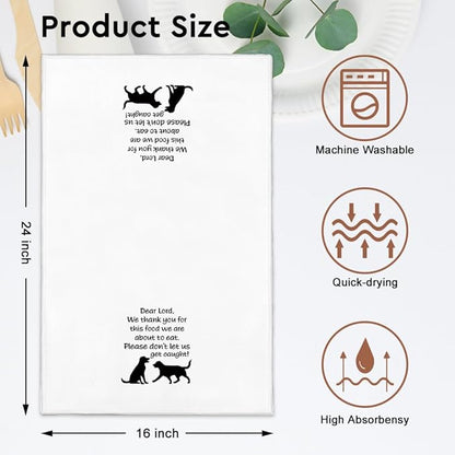 WUUCK00 2pcs Put The Food in The Bowl Funny Kitchen Towel, Cute Dog Mom Kitchen Decor Dish Tea Hand Towel, Housewarming Gifts for Pet Lover Dog Owners, Thanksgiving New Puppy Gifts for Family Friend