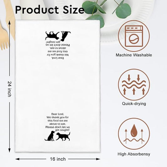 WUUCK00 2pcs Put The Food in The Bowl Funny Kitchen Towel, Cute Dog Mom Kitchen Decor Dish Tea Hand Towel, Housewarming Gifts for Pet Lover Dog Owners, Thanksgiving New Puppy Gifts for Family Friend