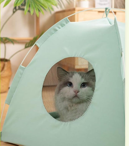 Cute Cat Teepee Cave, Cat Tent Foldable Indoor Outdoor with Thick Mat,Puppy Bed Tent,Bunny Pet Tent Teepee,Portable Dog House Teepee Tent, Cat Bed,Dog Bed Tent,Puppy Bunny,Pet Tent Teepee (U, M)