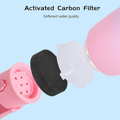 Dog Water Bottle, Travel Puppy Water Bowl, Leak Proof Portable Puppy Water Dispenser, Foldable Dog Water Bottle for for Pets Outdoor Walking, Hiking, Travel, Food Grade Plastic - 19oz Pink