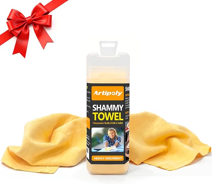 Premium Extra Large Shammy Cloth for Car Drying (34”x25”)-Super Absorbent XL Chamois Towel for Car-Reusable Shammy Towel for Car, Bathroom,Pets, Dust Remove, No Spots/Streak/Scratch