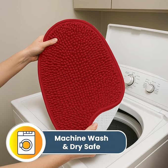 Muddy Mat® Shown on TV – Super Absorbent Microfiber Dog Door Mat for Muddy Paws, Non-Slip Washable Pet Rug, Quick Dry Chenille Entryway Carpet, Machine Washable Indoor Outdoor Mat, Red Oval 6ft x 9ft