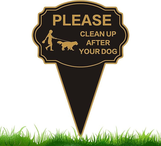 Double Sided Yard Sign,Clean Up After Your Dog Sign,14”X10” No Poop Signs For Lawn No Pooping Dog Signs For Yard With Integrated Stake,Easy Mounting,Outdoor Use(1PACK-Clean Up After Your Dog)