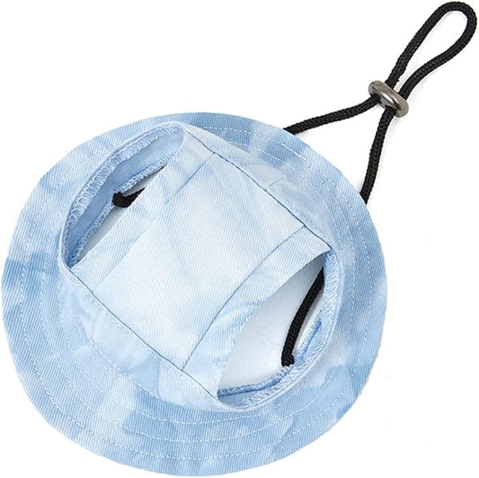 Round Brim Princess Hat Visor Hat Pet Dog Mesh Porous Sun Hat with Ear Holes for Small, Extra Small Dog Teddy, Pug, Chihuahua, Shih Tzu, Yorkshire Terriers, Papillon T-Light Blue M