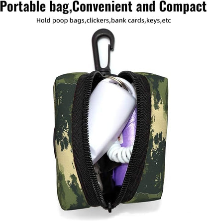 Dog Poop Bag Holder for Leashes - Lightweight Pet Waste Bags Dispenser Doggy Zippered Pouch for Puppy Walking Accessories(Dinosaur Camouflage)