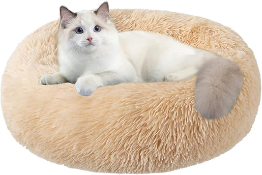 Nisrada Cat Beds for Indoor Cats,24 Inch Dog Bed for Small Melium Large Dogs, Washable-Round Pet Bed for Puppy and Kitten with Slip-Resistant Bottom