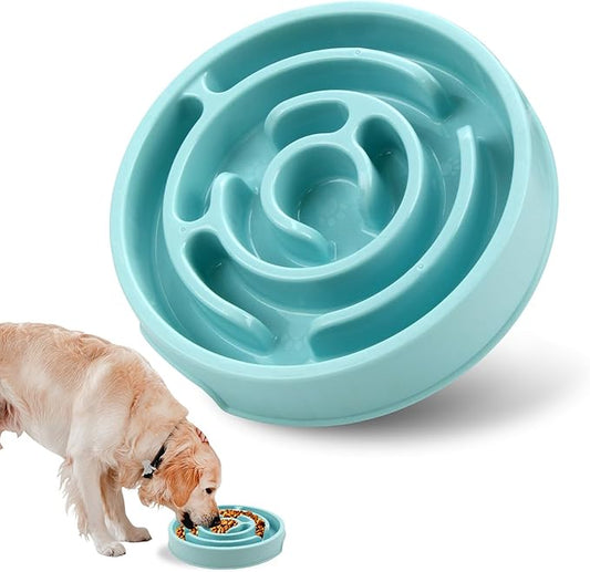 Pet Slow Feeder Bowl - Anti-Choking Maze Design, Universal for Dogs & Cats, Anti-Slip & Anti-Tip (Bowl-Light Blue)