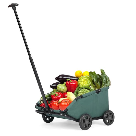 Foldable Pet Wagon with Handle, Pink and Black, Rolling Dog Stroller Cart (Green)