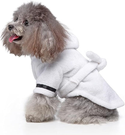 Dog Drying Robe Coat Super Absorbent Soft, Fast Drying Pet Dog Bathrobe Towel with Adjustable Waistbelt