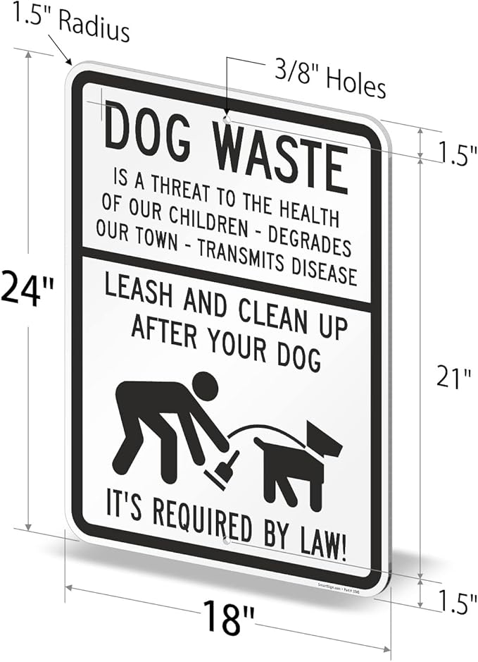 SmartSign Dog Waste Sign - 24 x 18 inch, Laminated Rustproof Aluminum, Made in USA
