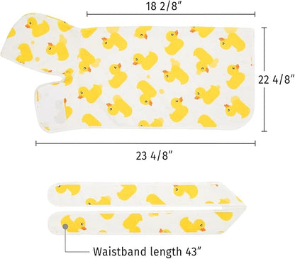 HDE Dog Bathrobe Super Absorbent Quick Drying Puppy Towel Wrap Coat Adjustable After Bath Robes with Hood for Dog Sizes S-XXL White Rubber Ducks S