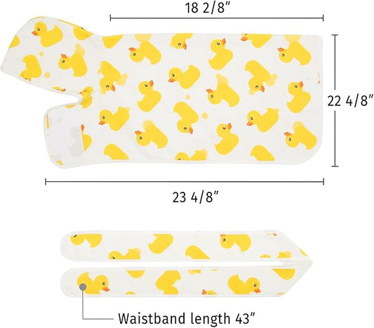 HDE Dog Bathrobe Super Absorbent Quick Drying Puppy Towel Wrap Coat Adjustable After Bath Robes with Hood for Dog Sizes S-XXL White Rubber Ducks S