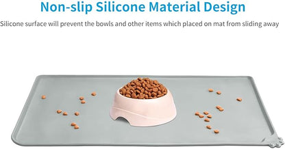 AUDWUD Silicone Waterproof Pet Feeding Mats,Anti Slip Bowl Pad, Dog Mat for Food and Water