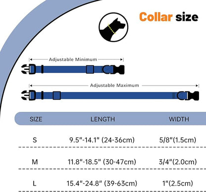 Waterproof Dog Collar, Easy to Clean Rubber Dog Collars with Quick Release Buckle Fits Small Medium or Large Dogs (Blue, L < 15.4-24.8 inch)