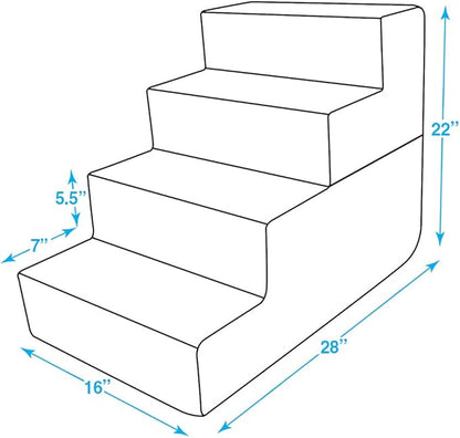 Best Pet Supplies Dog Stairs & Steps - Foam Steps for Small Dogs & Cats, Non-Slip Indoor Balanced Pet Step Support, Dog Ramp, No Assembly, Gray Lattice Print, Foldable 4-Step (22-inch Height)