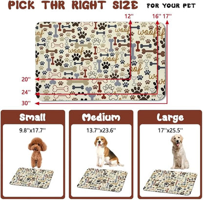 Dog Food Mats for Floors Waterproof, Dog Cat Water Bowl Mats Pet Feeding Absorbent Mat Dog Cat Pet Placemats for Food and Water Beige 12 * 20 inch
