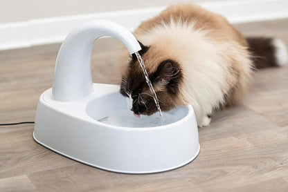 Trixie Curved Stream Drinking Fountain for Cats and Dogs, 84.5oz Automatic Water Dispenser, Cat Water Bowl,White